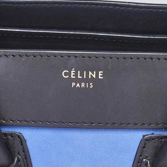 Celine Tri-Color Nubuck and Calfskin Leather Micro Luggage Tote Bag - Picture 7 of 12